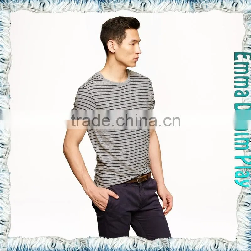 Mens Plain Striped Quality Cotton O-Neck T-Shirts