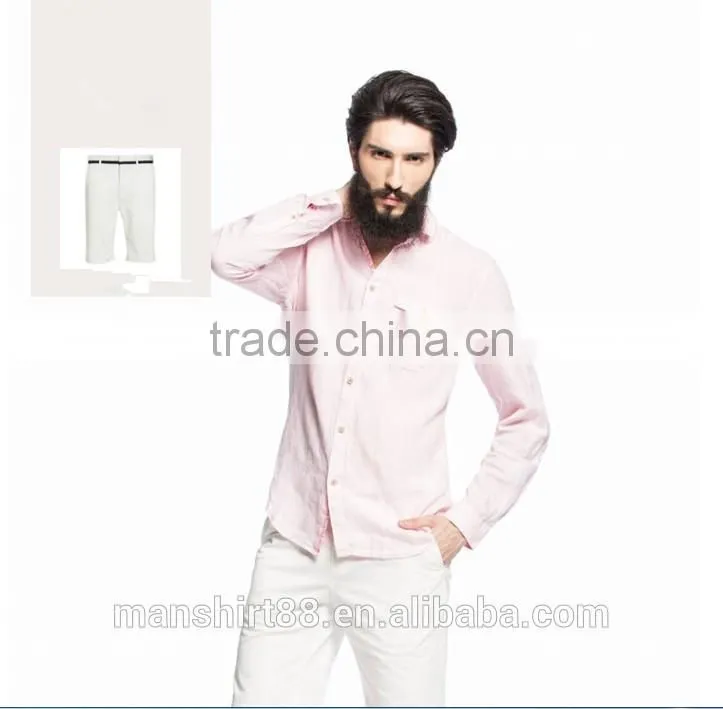 2016 fashion men's 100% hemp shirt