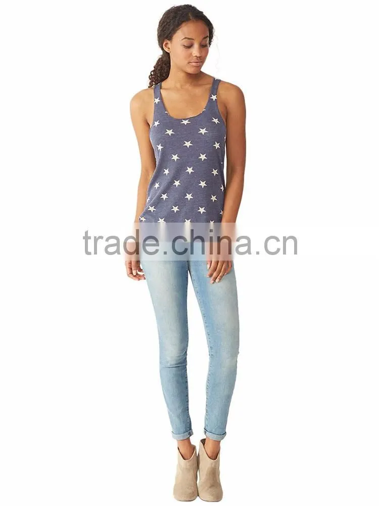 2017 Guangzhou Shandao Popular 95% Polyester 5% Spandex Polka Dot Irregular Hem Custom Sport Fitness Tank Top