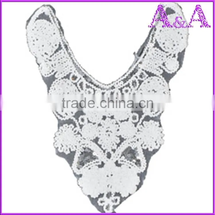 New design big piece customized raw white lace decoration voile mesh collar lace