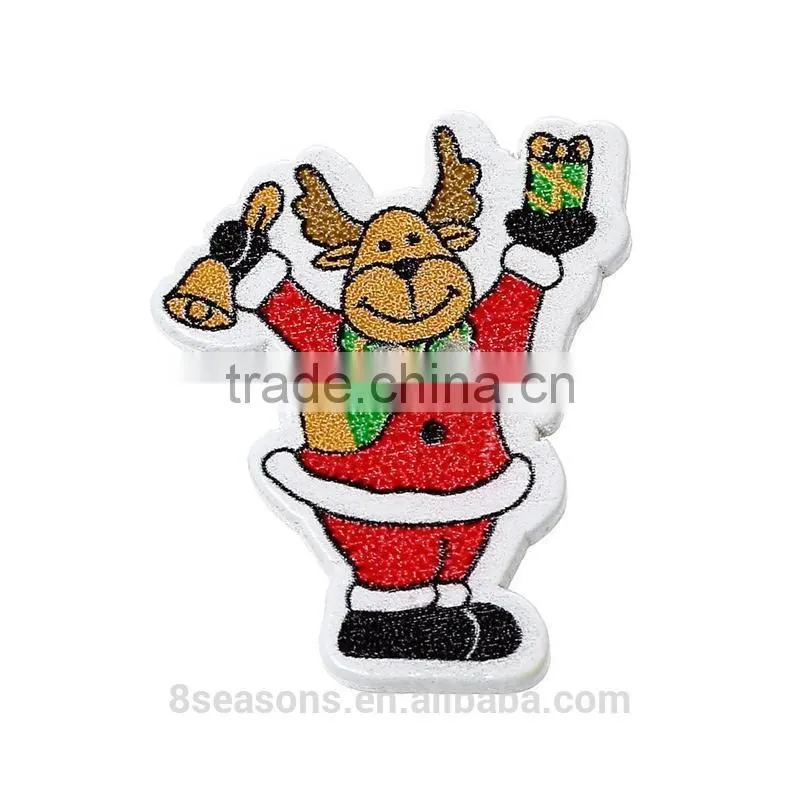 Wholesale 3.2cmx2.6cm Christmas Reindeer Two Holes Wood Button for Decorating