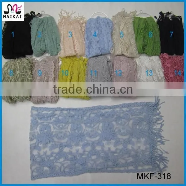 Wholesale korean fashion women lace embroidered scarf