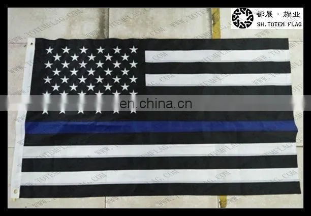 American Police Thin Blue Line black white american flag