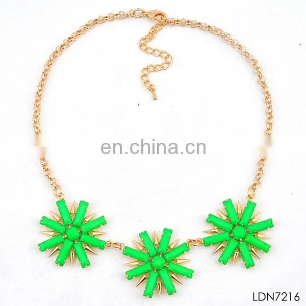 Vintage garden sunflower fan fashion germanium statement necklace jewelry