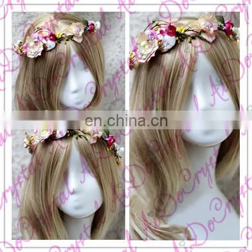 Aidocrystal beautiful wedding artificial flower Crown,Rhinestone Crystal Bridal wedding fascinators