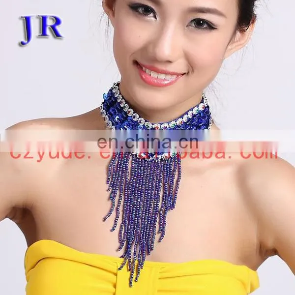 Indian wholesale belly dance beaded tassel necklace P-9005#