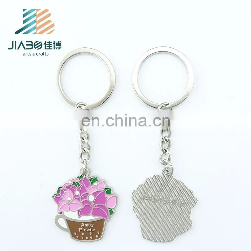 Jiabo custom potted plant beautiful flower metal keychain