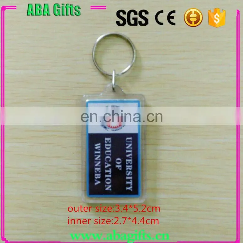 Plastic square shape photo Key chain