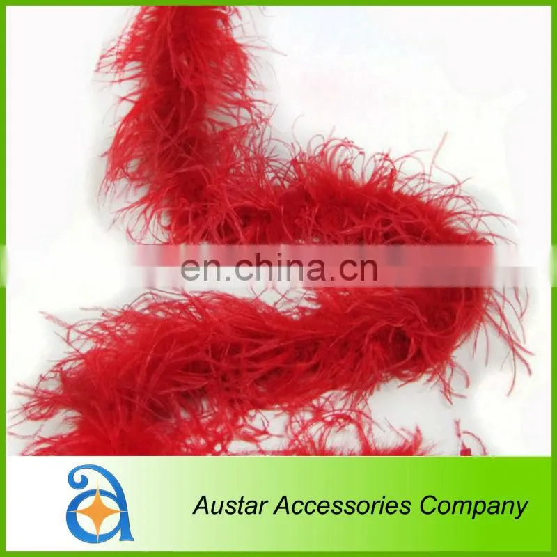 Cheap red single row Ostrich Feather Boa For decoration