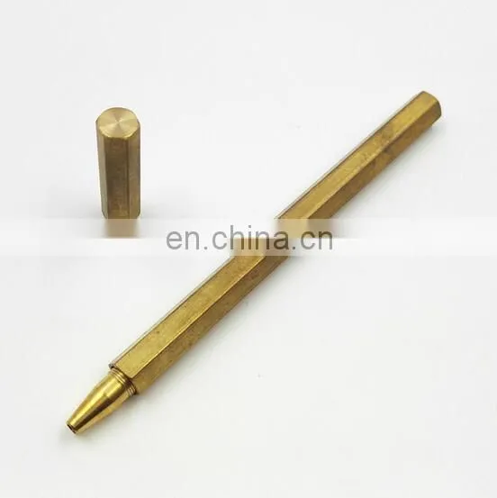 High Quality Hexagon Gel Ink Brass Pen