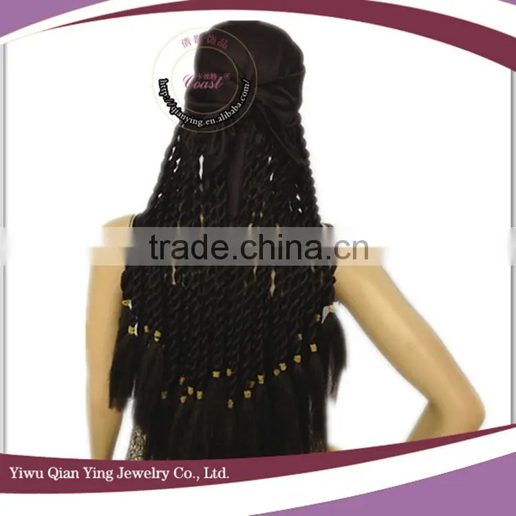 cheap long synthetic black braided headband wigs