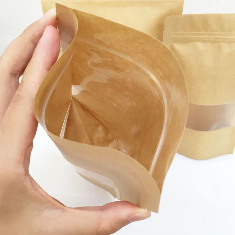 China standing pouch kraft paper coffee scrub packaging with zipper
