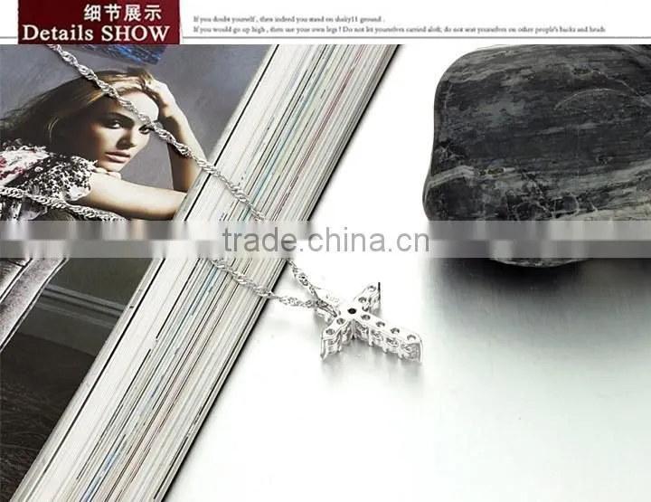 yiwu factory sell cheap 316l stainless sterling steel cross with crystal rhinestone charms pendant allergy free