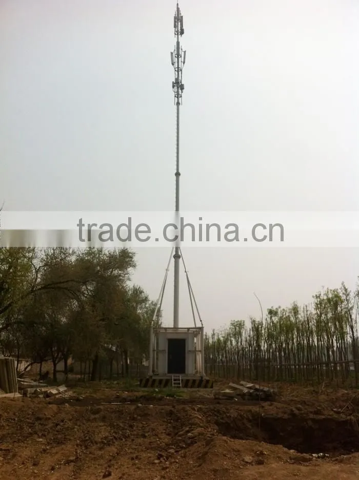 Telecommunication Steel Pole, GSM Communication Tower with Galvanization and Powder Coated
