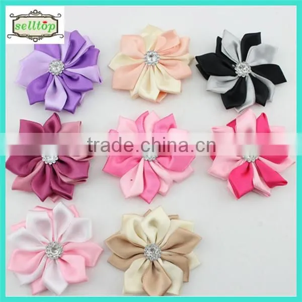 6cm satin ribbon handmade flowers for baby clothes