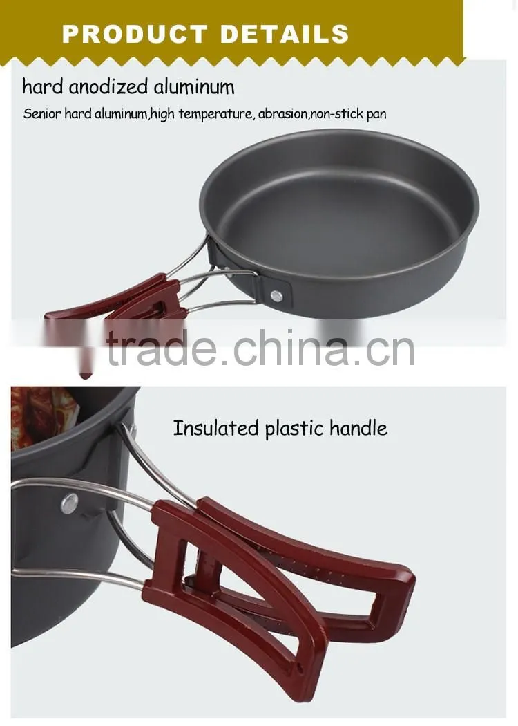 17pcs Lightweight Outdoor Camping Hiking Cookware Backpacking Cooking Picnic Bowl Pot Pan Set