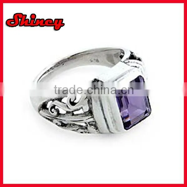 925 sterling silver hip hop black cz stone paved men ring