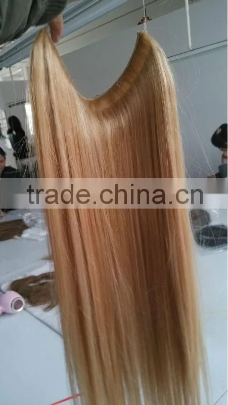 100% human hair Flip In Hair Extensions Halo Hair Extension Good quality