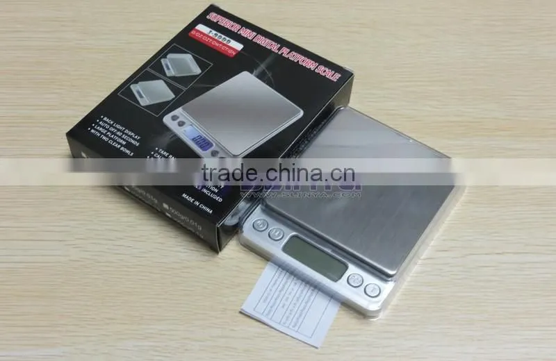 60 Second Auto Off 2000g 10cm x 10cm Square Metal Tray I2000 Kitchen Scale