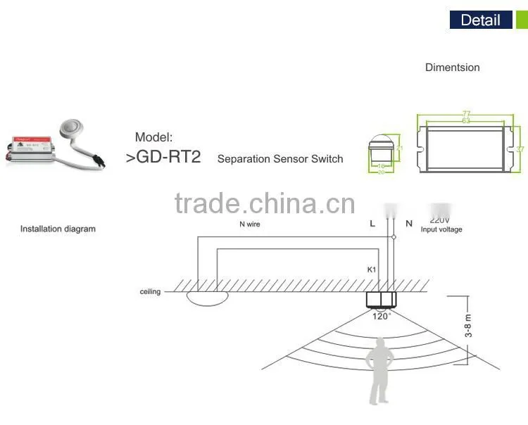 2015 new product PIR motion sensor light switch