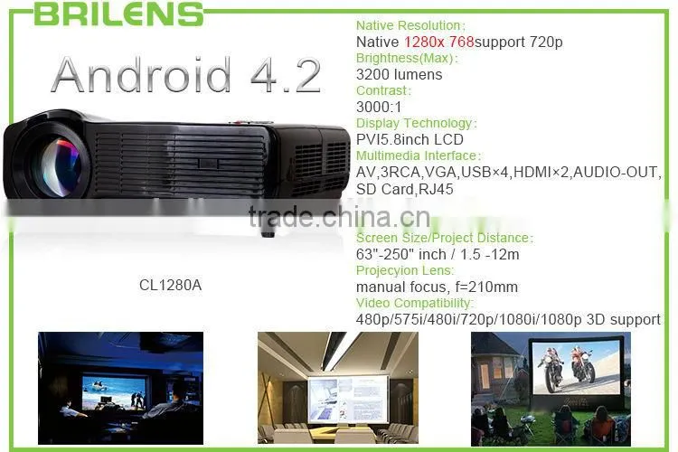 Brilens CL1280 Vicky full hd lcd 2500lumens led wholesale projector for sale/camera overhead projector with bluetooth wifi