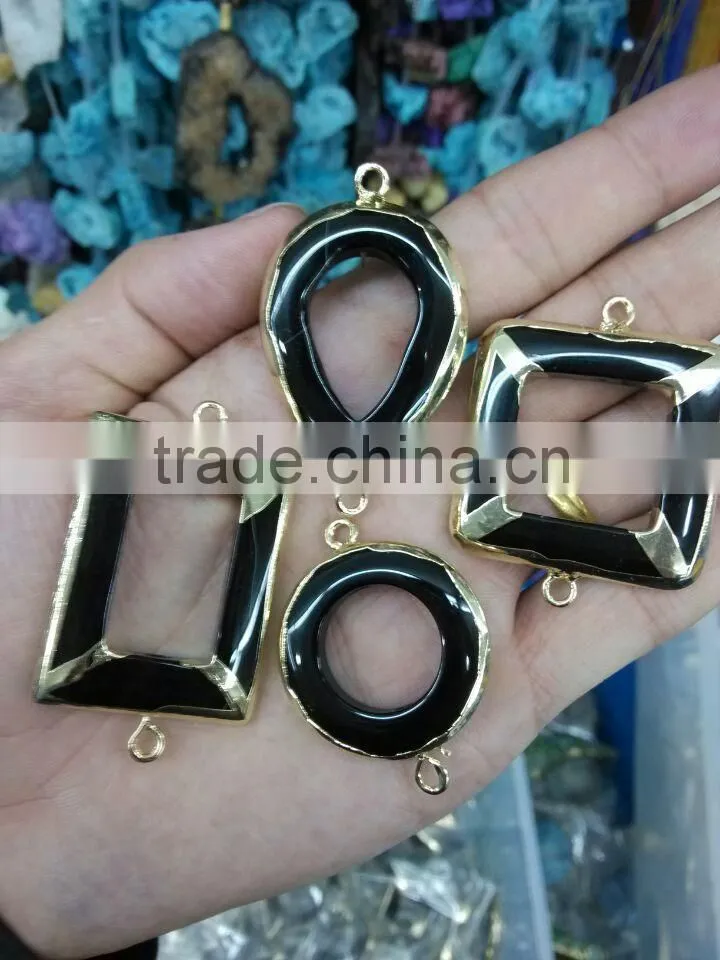 JF8609 Gold dipped turquoise connectors,double bail turquoise charm