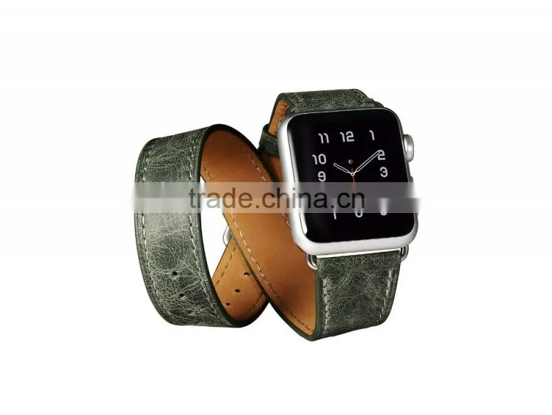 ICARER Double bukle Genuine Leather Watch Band For 38mm Apple Watch Bracelet with 3 Wear Method with watchband connector MT-4831