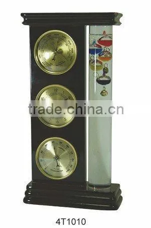 Weather Station with Wooden Frame/Clock/Thermomter/Hygrometer