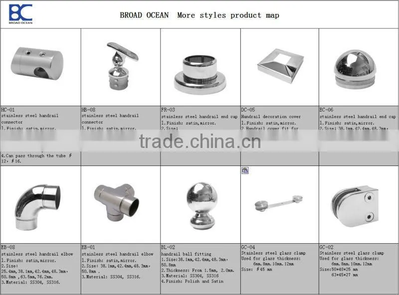RP-114 BC, stainless steel stair glass banister