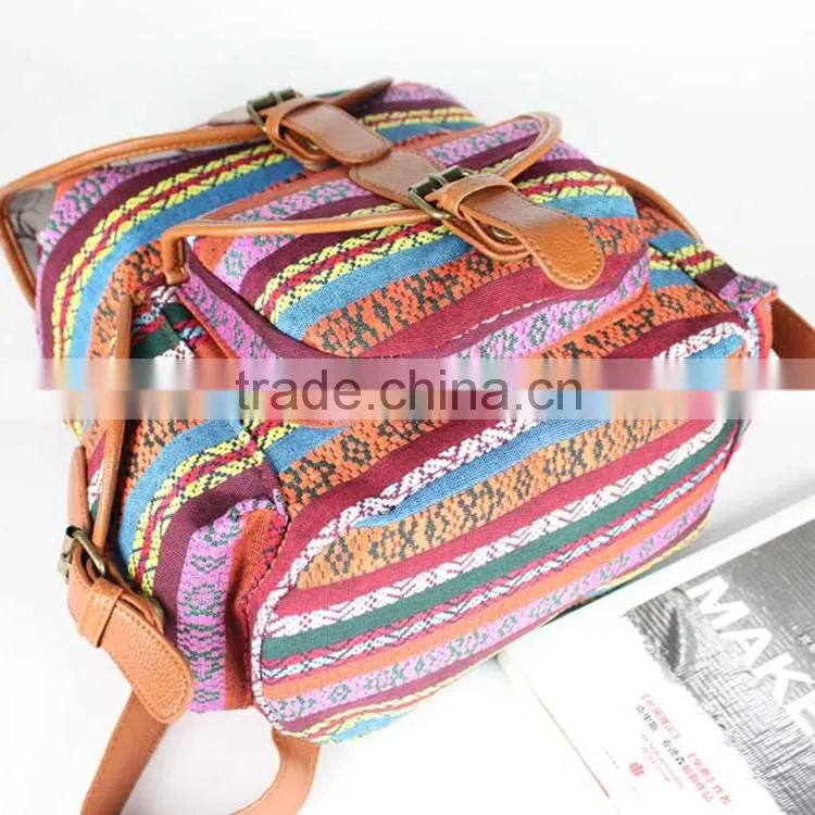 custom high quality backpack girls fashion aztec canvas backpack