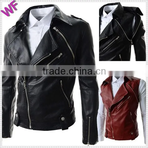 Custom Hight Quality European Mens Fashion Leather Waterproof Jacket Motorcycle Jacket