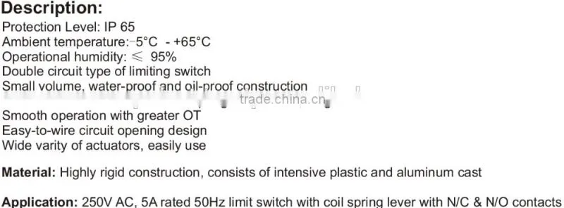 Limit Switch with Coil Spring Lever