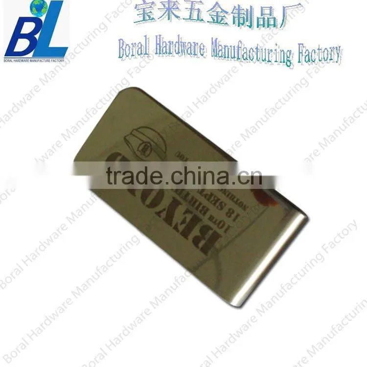 Nickel plated die cutted money clips with custom logo