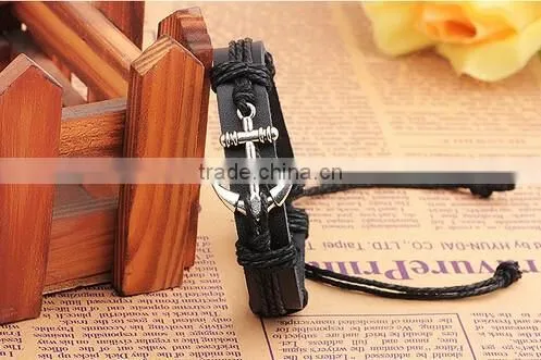 >>New arrival SW14100 promotion anchor leather bracelet/