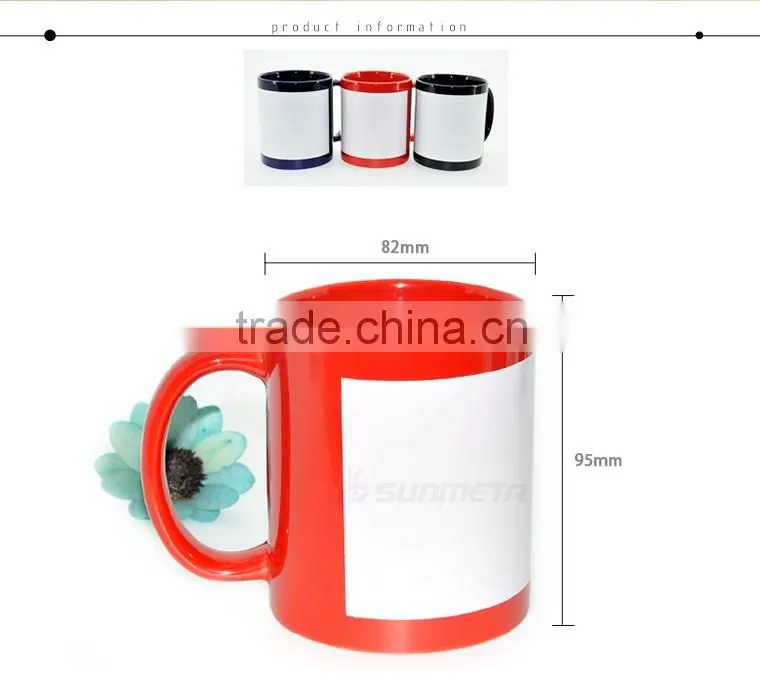 Sunmeta india hot selling 11oz sublimation patch mug cup SKB07
