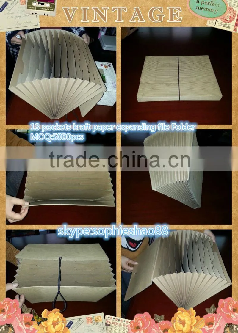 Expanding Paper File Folder With Tie, A4 Expanding File Folder Office