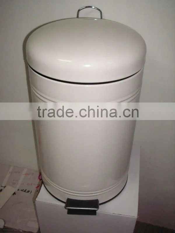 shiny beige metal step dustbin