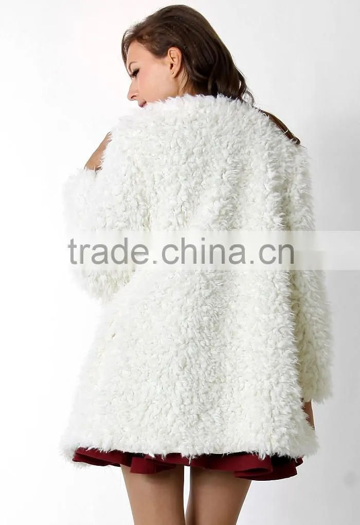 New fashion high quality womens fake fur Duffle Coat
