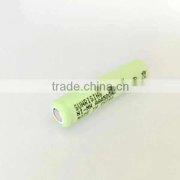 ni-mh aaa 500mah battery 1.2v rechargeable batteries flat type