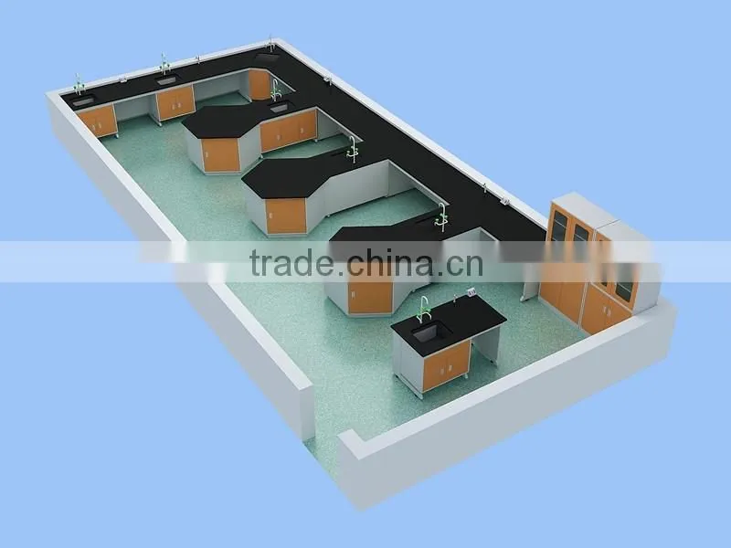 C frame steel wood wall bench for laboratory