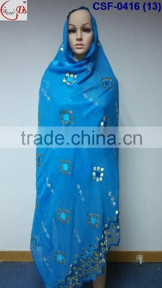 SCF-0416 High popular hot fashion ladies scarf with fancy design good quality for African women wedding party decoration