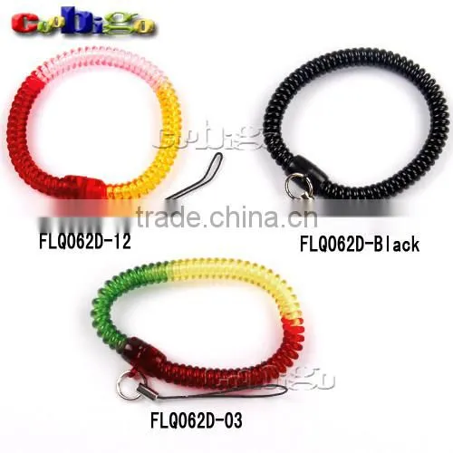 2"(50mm) Inside Dia. Mix Color Expandable Coil Ring With Lanyard for Gym Hand Tag Phone Straps
