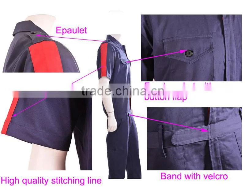 OEM men's VISA cotton short sleeve coverall workwear