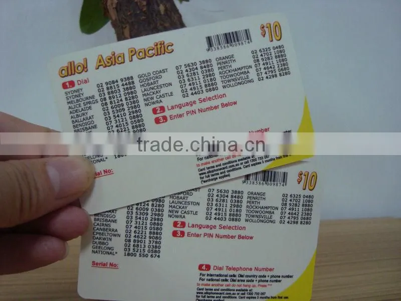 paper prepaid phone card