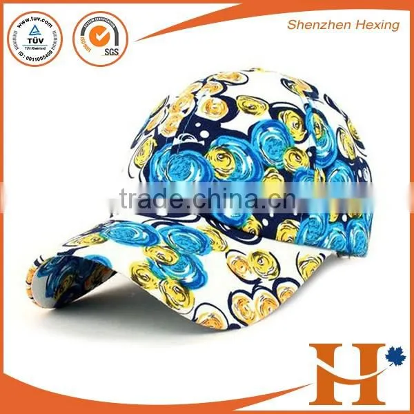 Colorful flower sports hats, custom girls golf sports cap, high quality women sprots hat