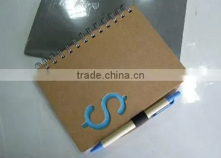 Recycled spiral hard cover notebooks with ballpen
