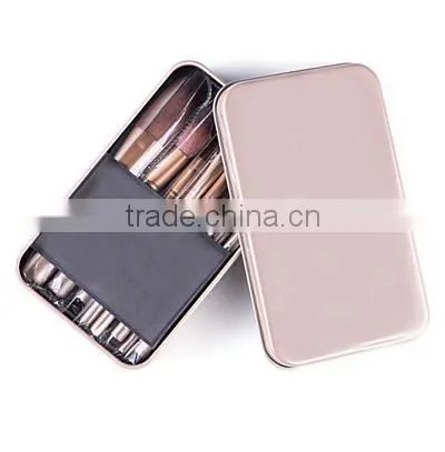 12PCS Cosmetic Professional Brush Set with Metal Box with Logo OEM / ODM are accepted