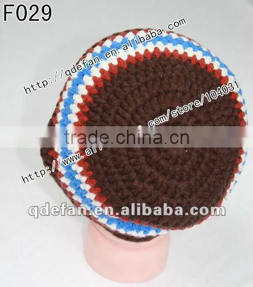 wholesale 100% cotton plain knitted patterns crochet baby boy caps infant peaked cap
