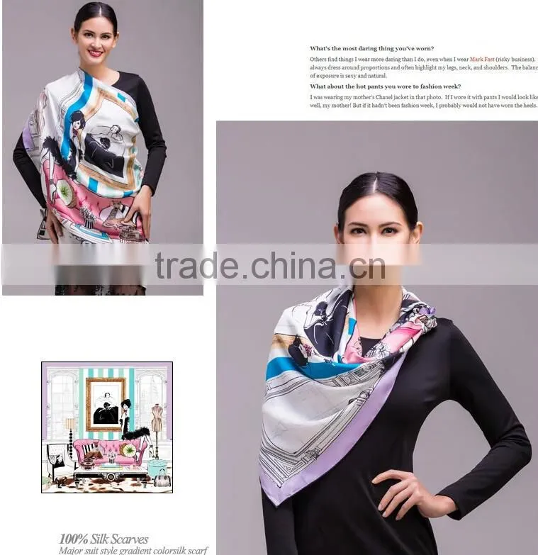 SJ-028 100% silk new design fashion twill scarf