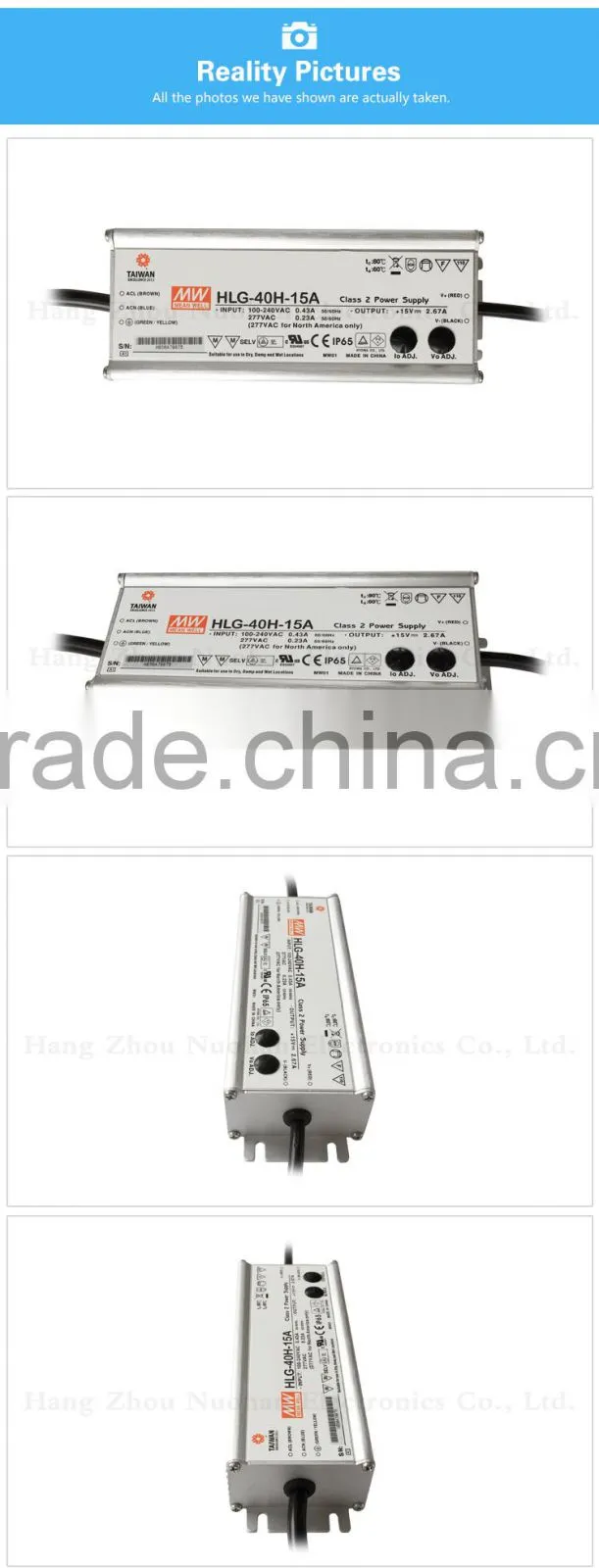 Meanwell 40W 15v Single Output LED driver /15v Switching Power Supply/waterproof power supply